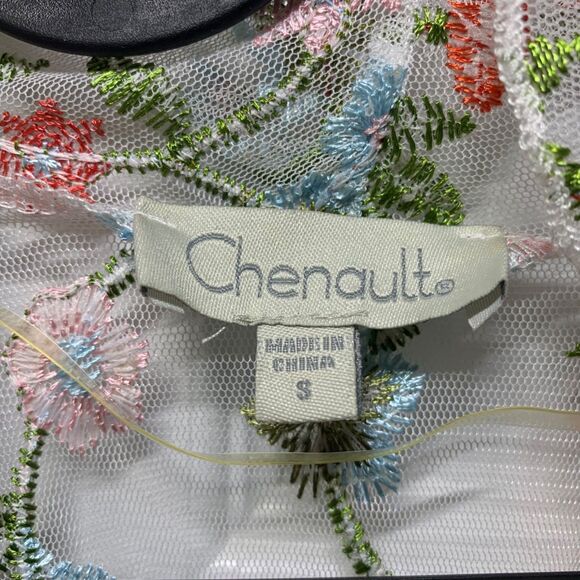 Chenault Womens Sheer Mesh Floral Embroidered Boho Fairy Cardigan S Vacation - Picture 4 of 8